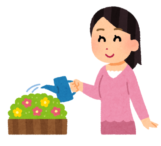 笑顔で水やり